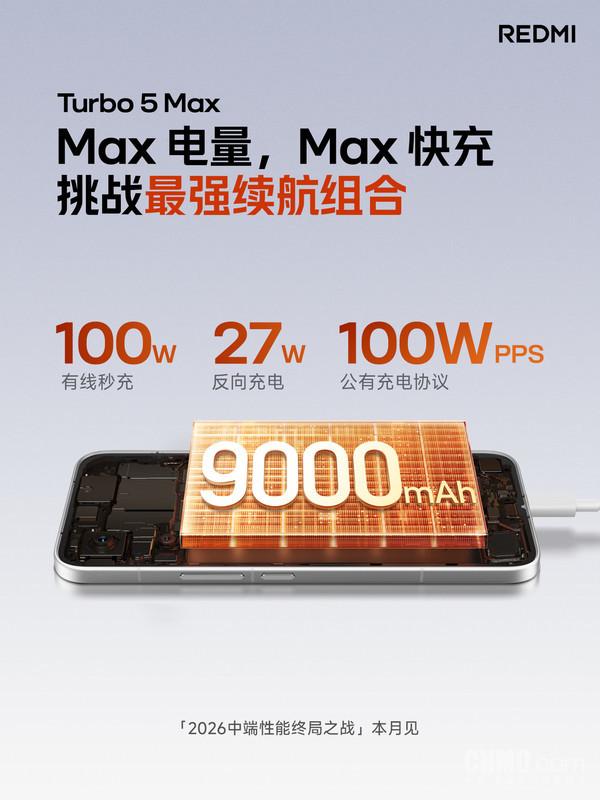 兼容100W PPS！REDMI Turbo 5 MAX官宣