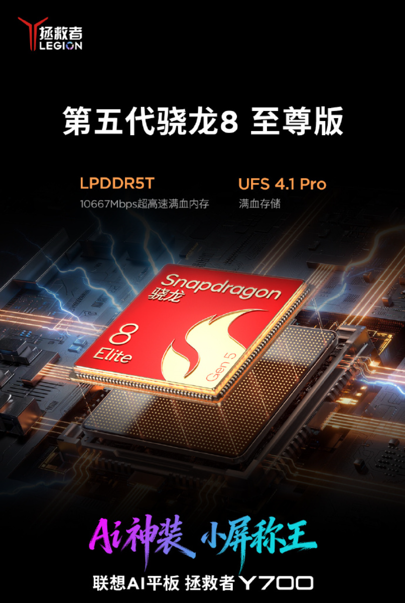 小屏平板首次：新版拯救者Y700用上骁龙8 Elite Ge
