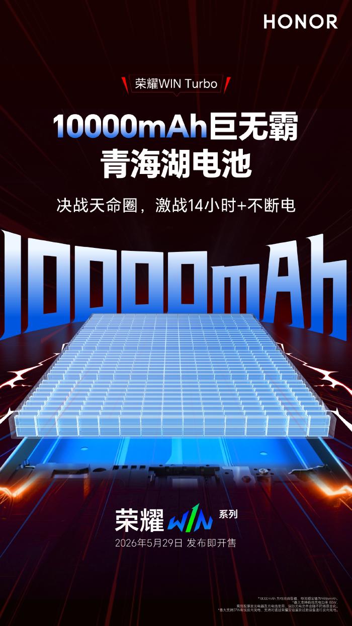 10000mAh！荣耀WIN Turbo