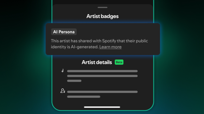 Spotify推出AI Persona标签，AI虚拟艺人音乐将被排除在算法推荐之外