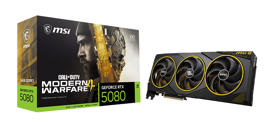 微星发布《使命召唤:现代战争 4》联名 GeForce RTX 5080 16GB 显卡,拥有独家黄色散热